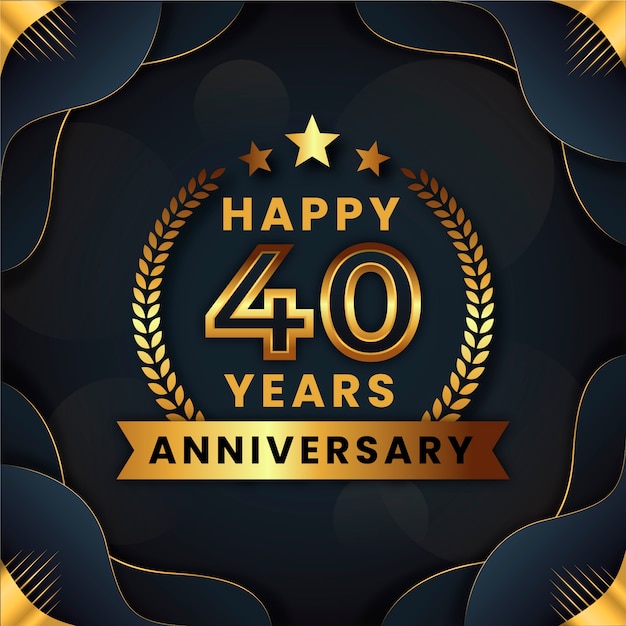 Free Vector gradient 40th anniversary or birthday card