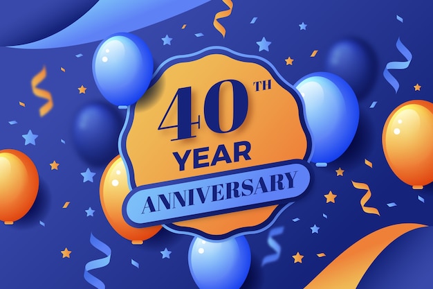 Gradient 40th anniversary or birthday card