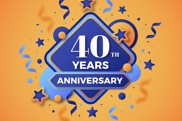 Free vector gradient 40th anniversary or birthday card