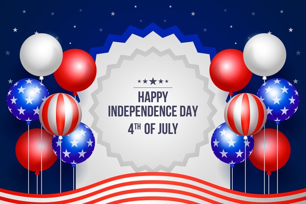 Gradient 4th of july background with balloons