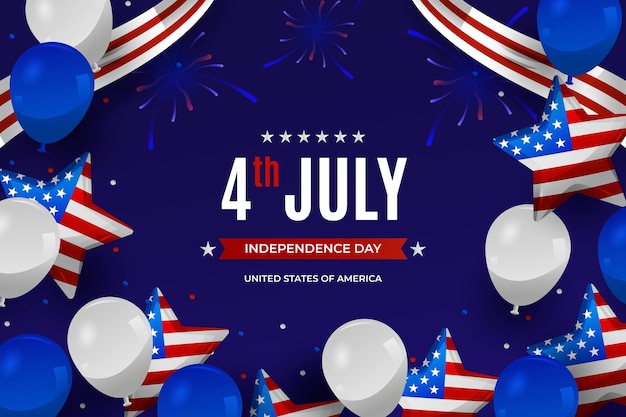 Gradient 4th of july background with balloons