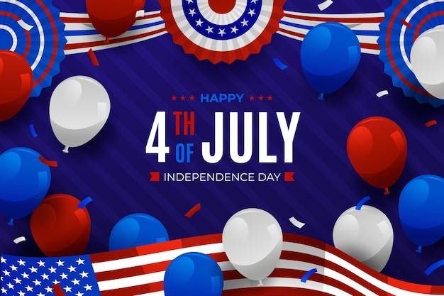 Gradient 4th of july background with balloons