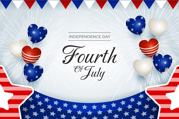 Gradient 4th of july background with balloons