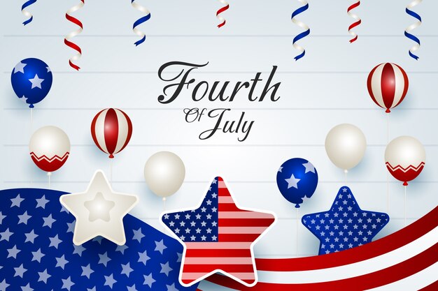 Gradient 4th of july background with balloons