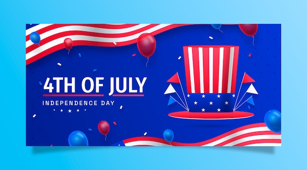 Gradient 4th of july horizontal banner