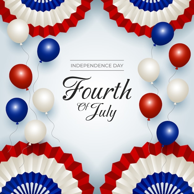 Gradient 4th of july illustration with balloons