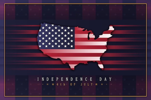 Free Vector gradient 4th of july illustration with usa map