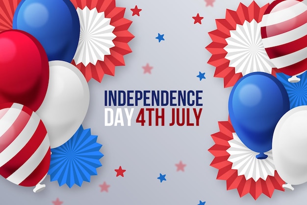 Gradient 4th of july independence day balloons background