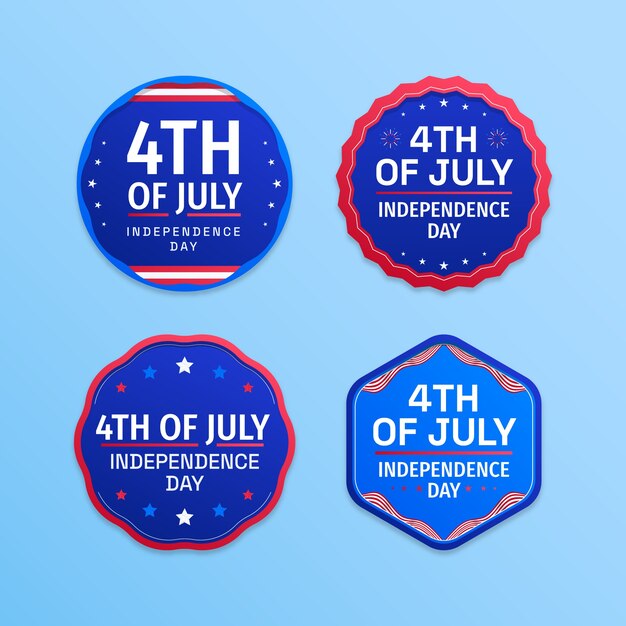 Gradient 4th of july label pack