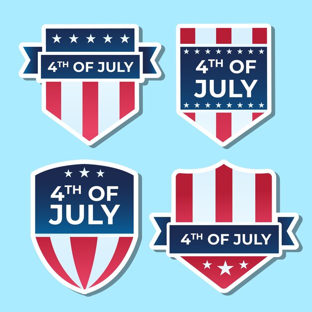 Gradient 4th of july labels collection