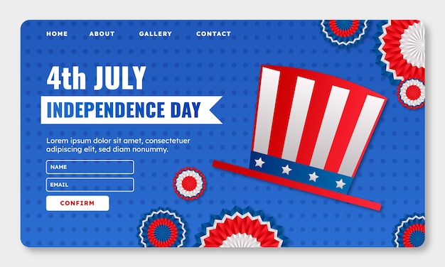 Gradient 4th of july landing page template