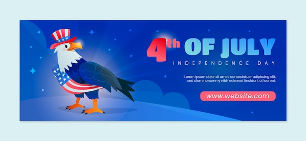 Gradient 4th of july social media cover template