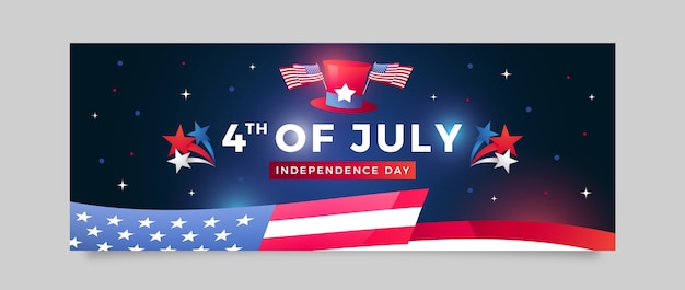 Gradient 4th of july social media cover template