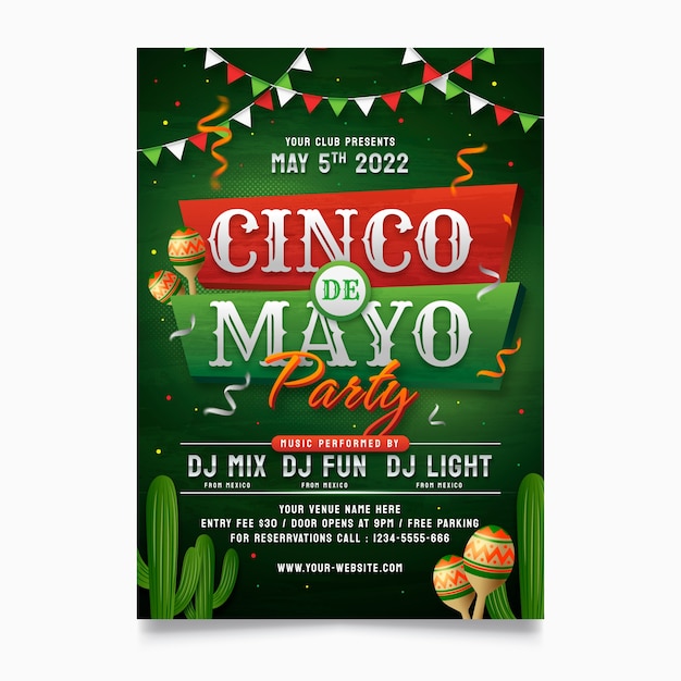 Gradient 5 de mayo vertical poster template