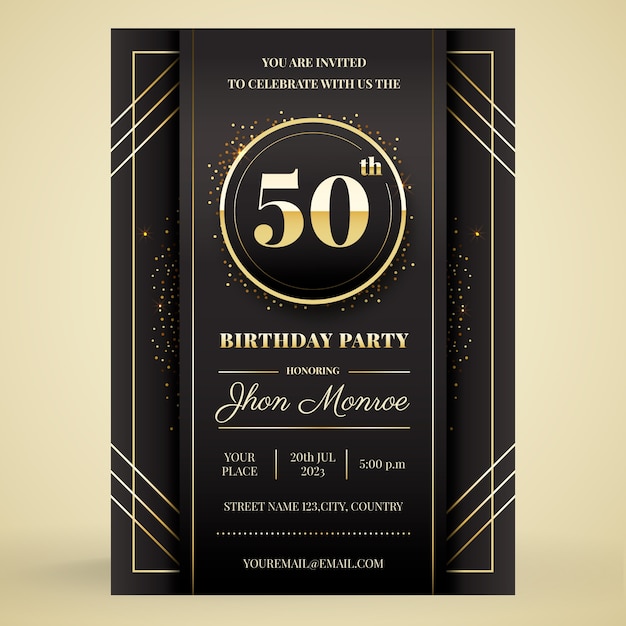 Gradient 50th birthday invitation