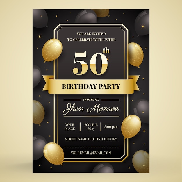 Gradient 50th birthday invitation