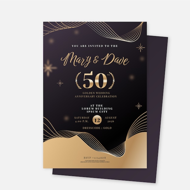 Gradient 50th birthday invitation