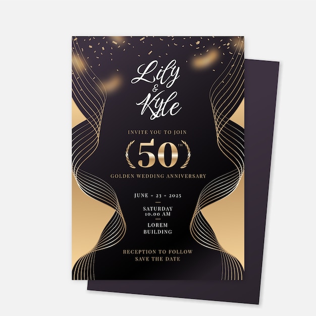 Gradient 50th birthday invitation