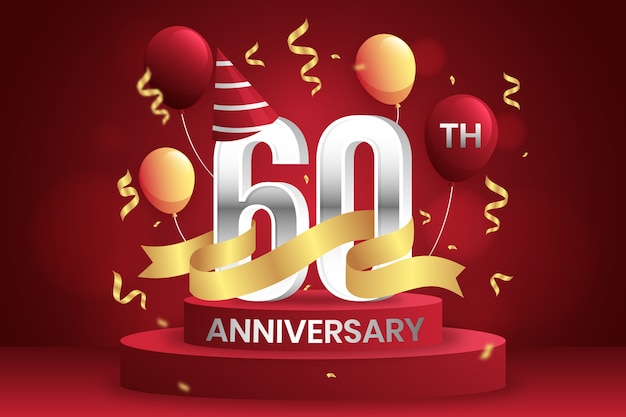 Gradient 60th anniversary or birthday design