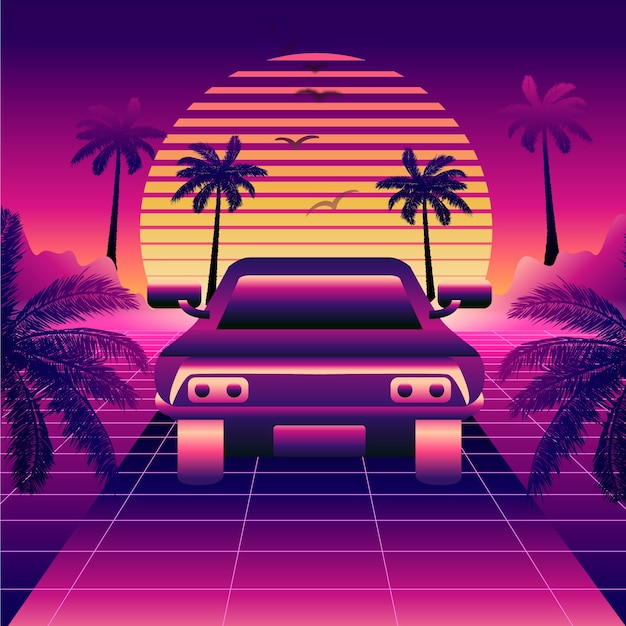 Free vector gradient 80s illustration for summertime