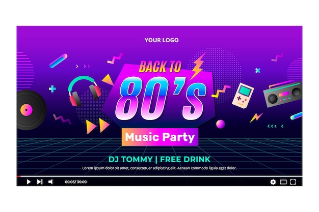 Gradient 80s party youtube thumbnail