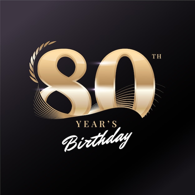 Free Vector gradient 80th birthday logo