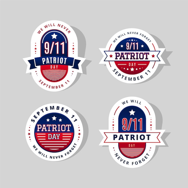 Free Vector gradient 9.11 patriot day badges collection