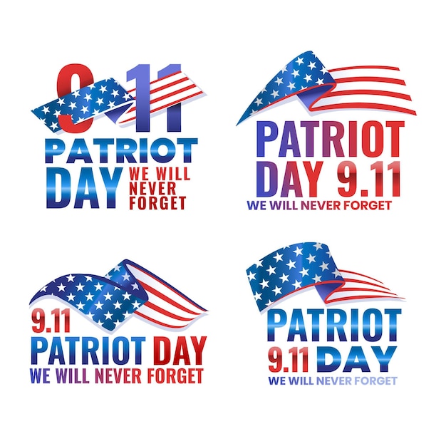 Free Vector gradient 9.11 patriot day badges collection