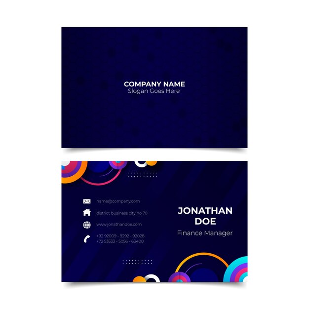 Gradient abstract double-sided horizontal business card template