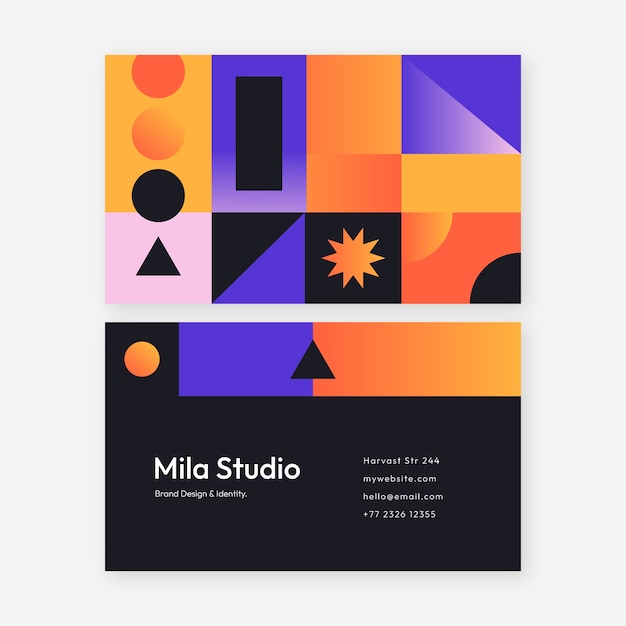 Gradient abstract double-sided horizontal business card template