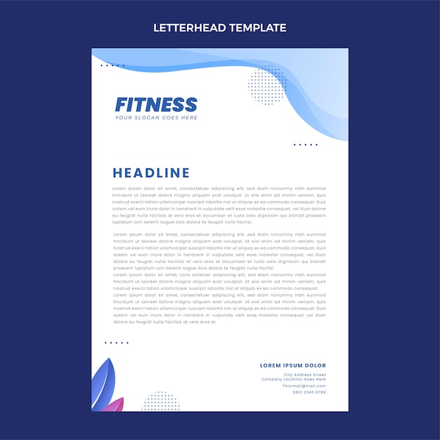 Gradient abstract fitness letterhead template