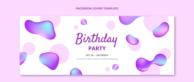 Gradient abstract fluid birthday facebook cover