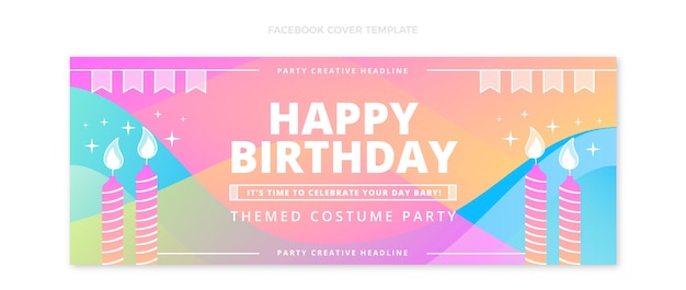 Gradient abstract fluid birthday facebook cover