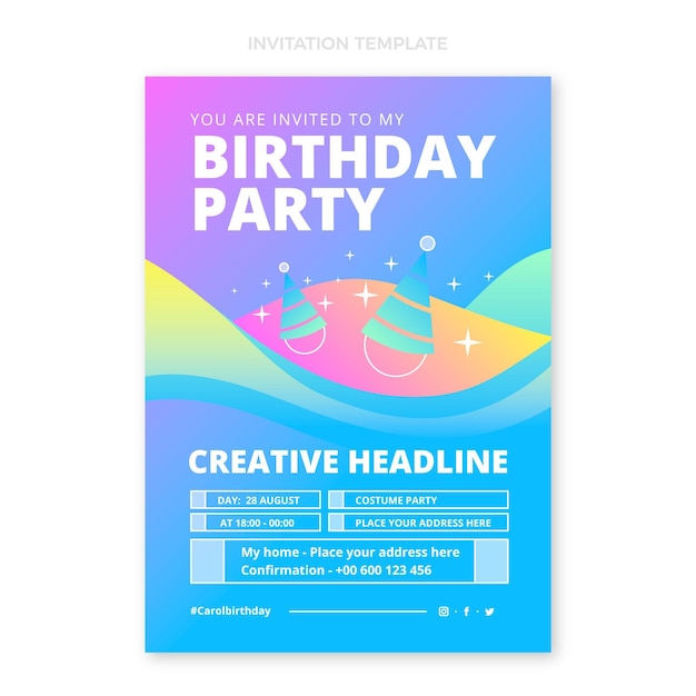 Gradient abstract fluid birthday invitation