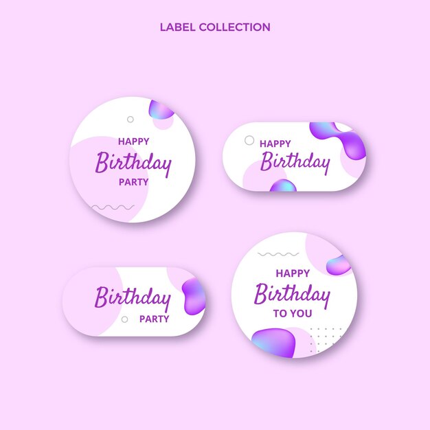 Gradient abstract fluid birthday labels