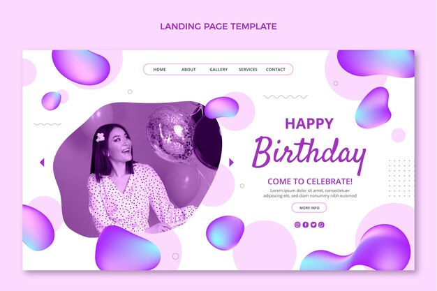 Gradient abstract fluid birthday landing page