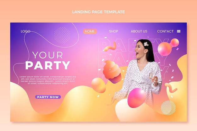 Gradient abstract fluid birthday landing page