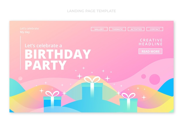 Gradient abstract fluid birthday landing page