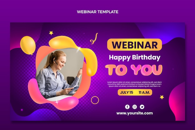 Gradient abstract fluid birthday webinar