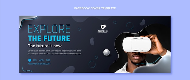 Free Vector gradient abstract fluid technology facebook cover