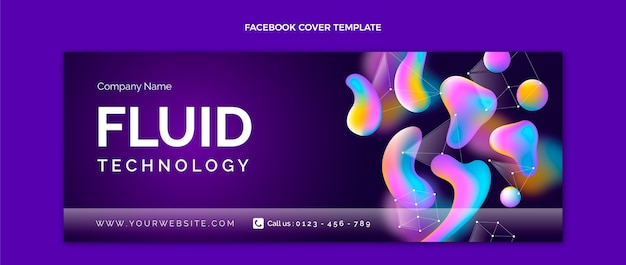 Gradient abstract fluid technology facebook cover