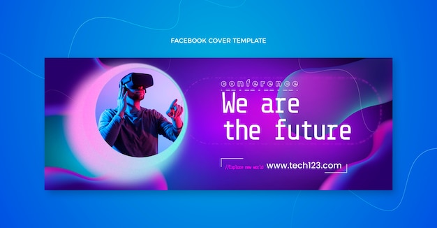 Free Vector gradient abstract fluid technology facebook cover