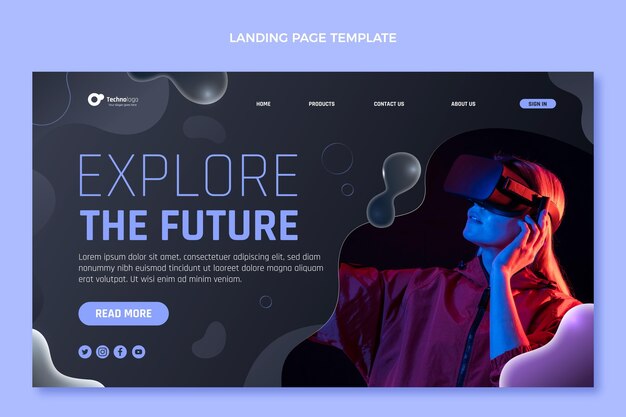 Gradient abstract fluid technology landing page