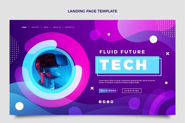 Gradient abstract fluid technology landing page