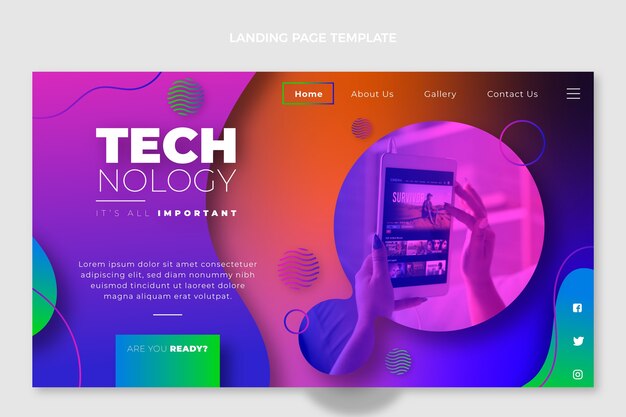 Gradient abstract fluid technology landing page