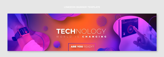 Free vector gradient abstract fluid technology linkedin banner