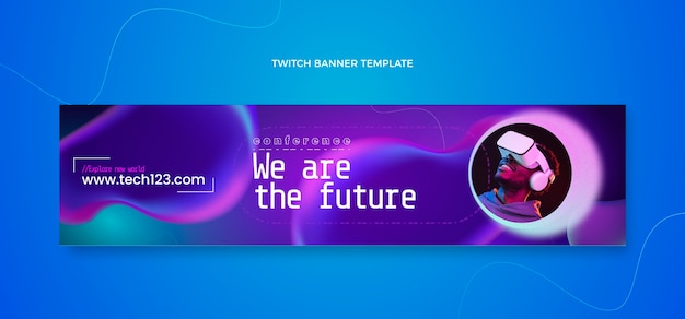 Free Vector gradient abstract fluid technology twitch banner