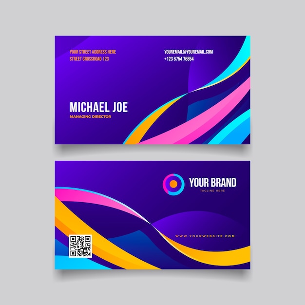 Gradient abstract horizontal double-sided business card template