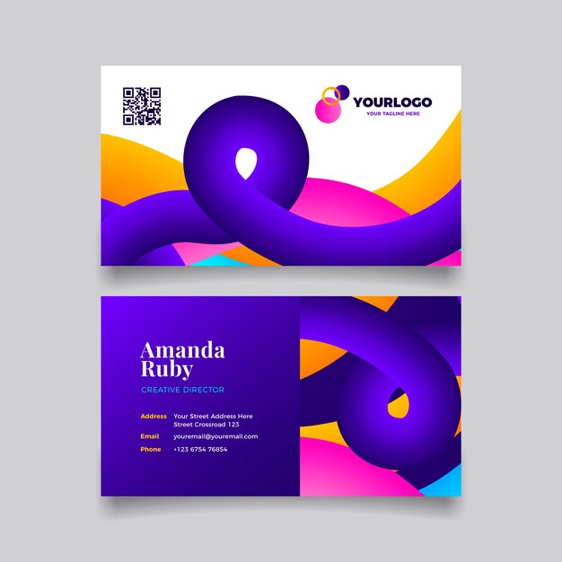 Gradient abstract horizontal double-sided business card template