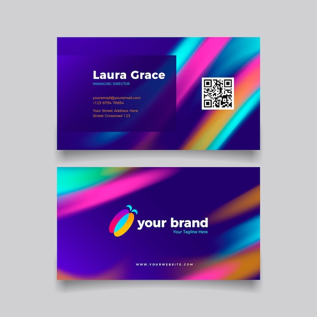 Gradient abstract horizontal double-sided business card template